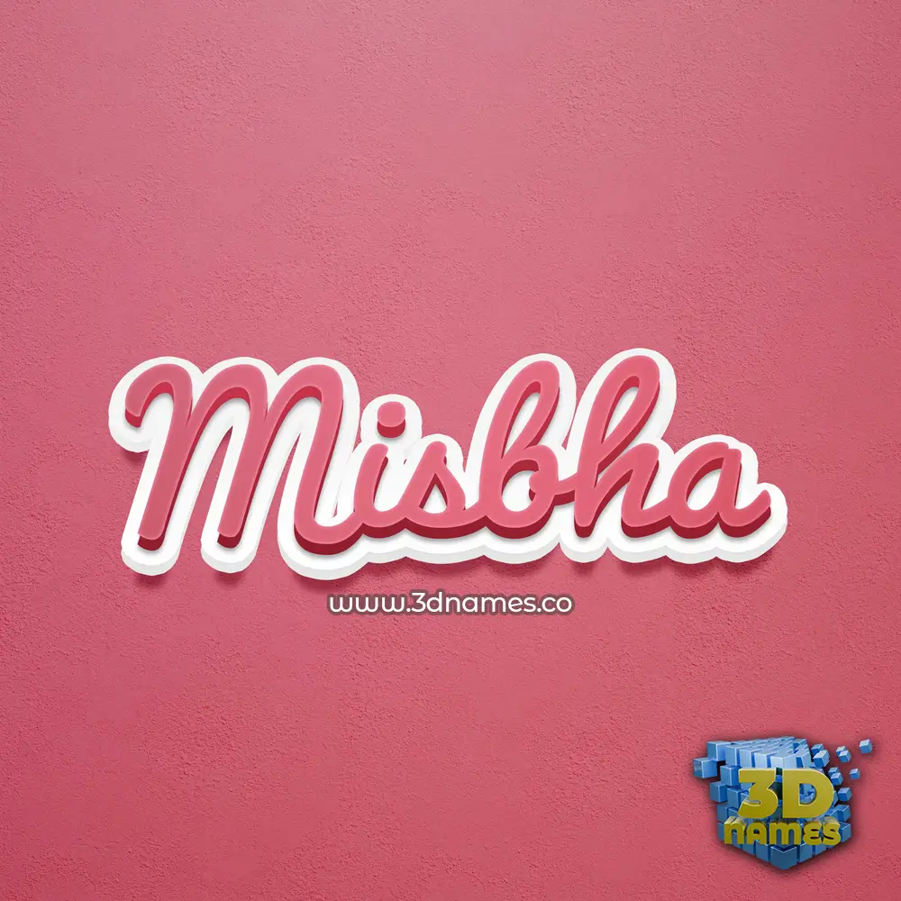 misbha in Red Scribble style - 3D name wallpaper