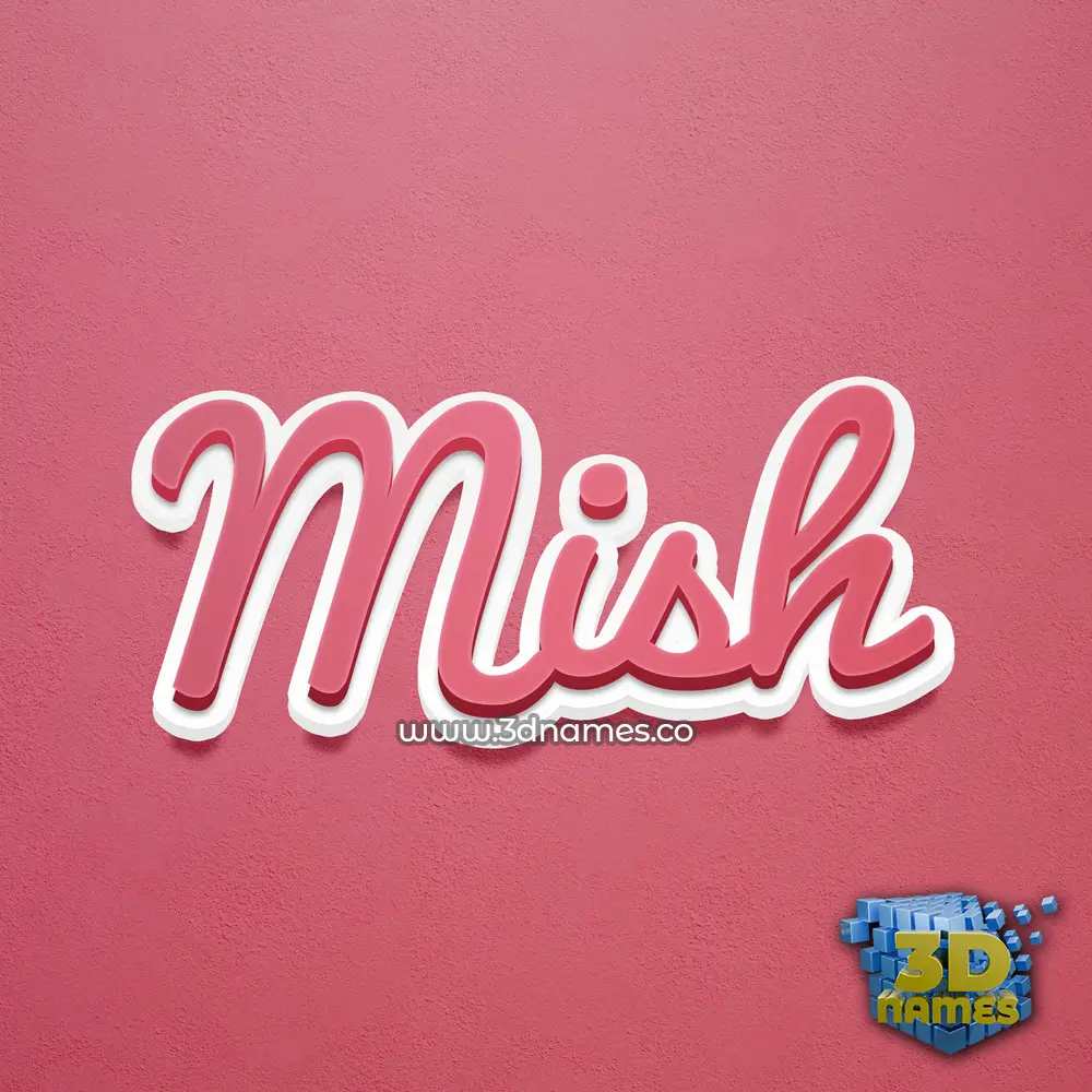mish in Red Scribble style - 3D name wallpaper