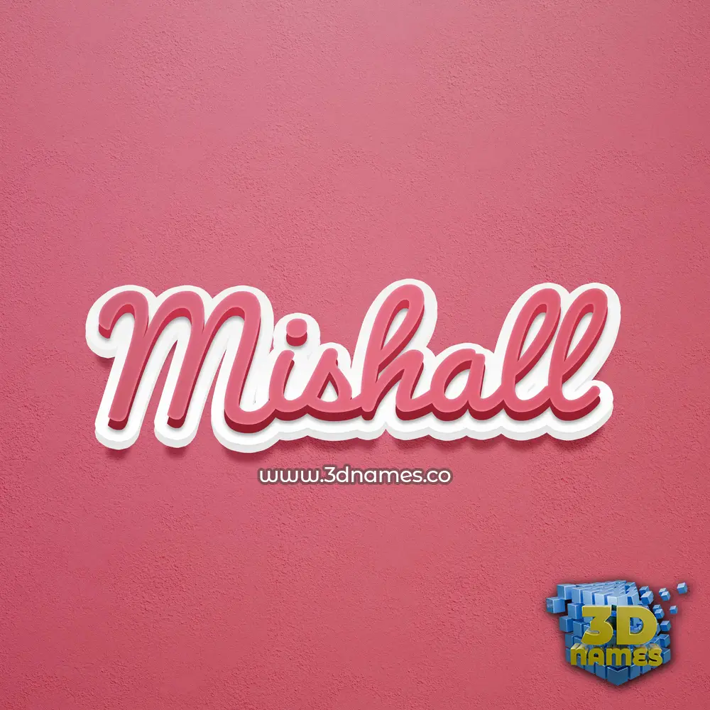 mishall in Red Scribble style - 3D name wallpaper