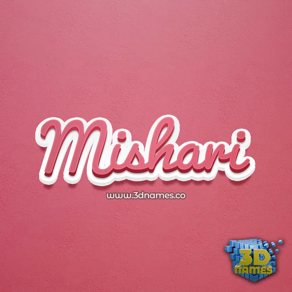 mishari in Red Scribble style - 3D name wallpaper