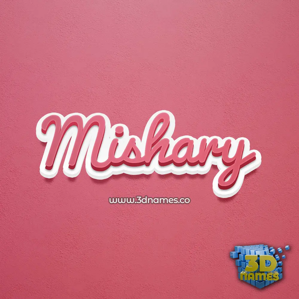 mishary in Red Scribble style - 3D name wallpaper