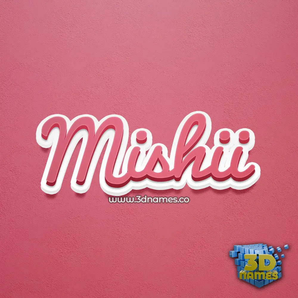 mishii in Red Scribble style - 3D name wallpaper