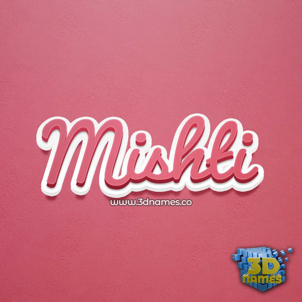 mishti in Red Scribble style - 3D name wallpaper