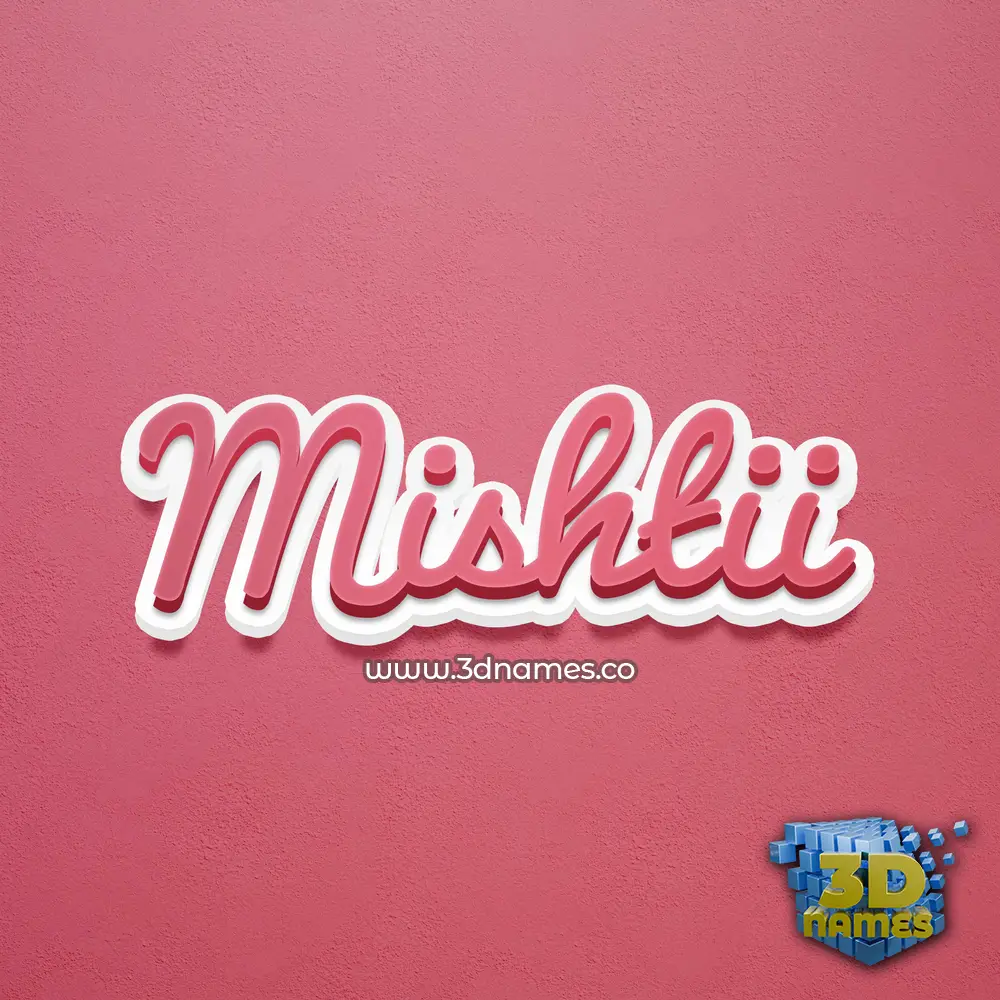 mishtii in Red Scribble style - 3D name wallpaper
