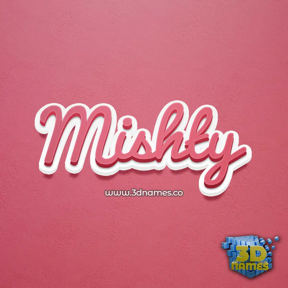 mishty in Red Scribble style - 3D name wallpaper