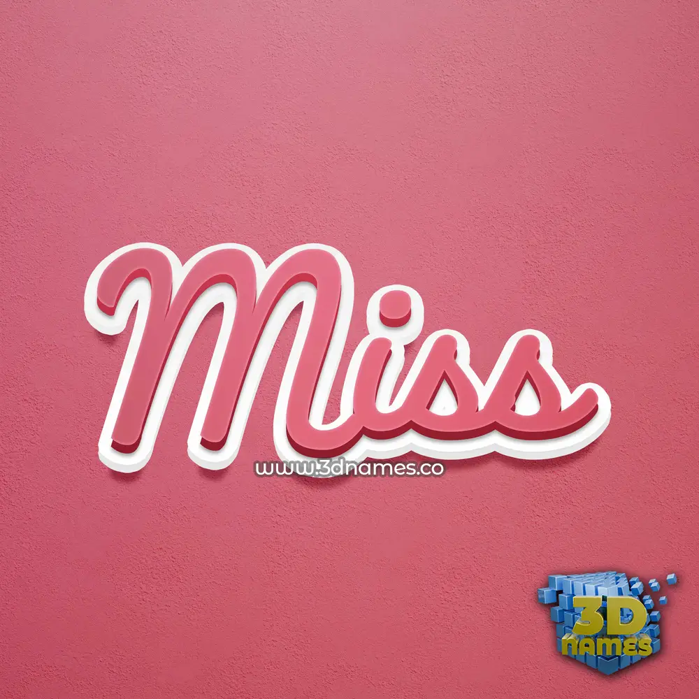 miss in Red Scribble style - 3D name wallpaper