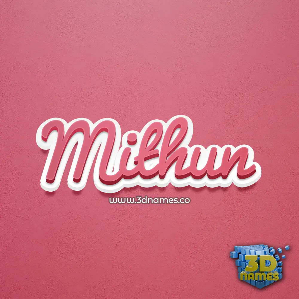 mithun in Red Scribble style - 3D name wallpaper