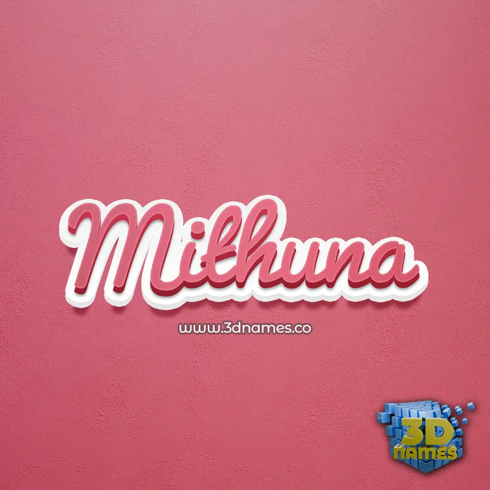 mithuna in Red Scribble style - 3D name wallpaper