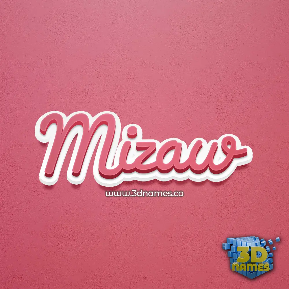 mizaw in Red Scribble style - 3D name wallpaper