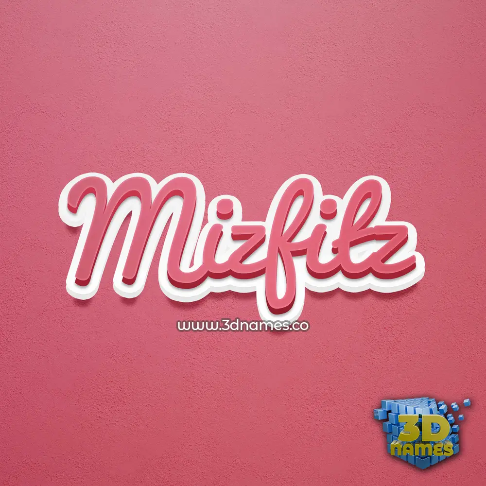 mizfitz in Red Scribble style - 3D name wallpaper