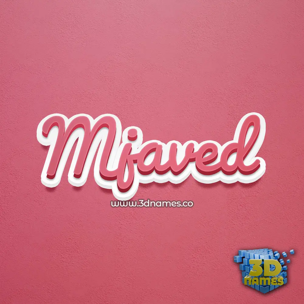 mjaved in Red Scribble style - 3D name wallpaper