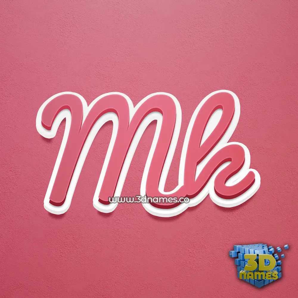 mk in Red Scribble style - 3D name wallpaper