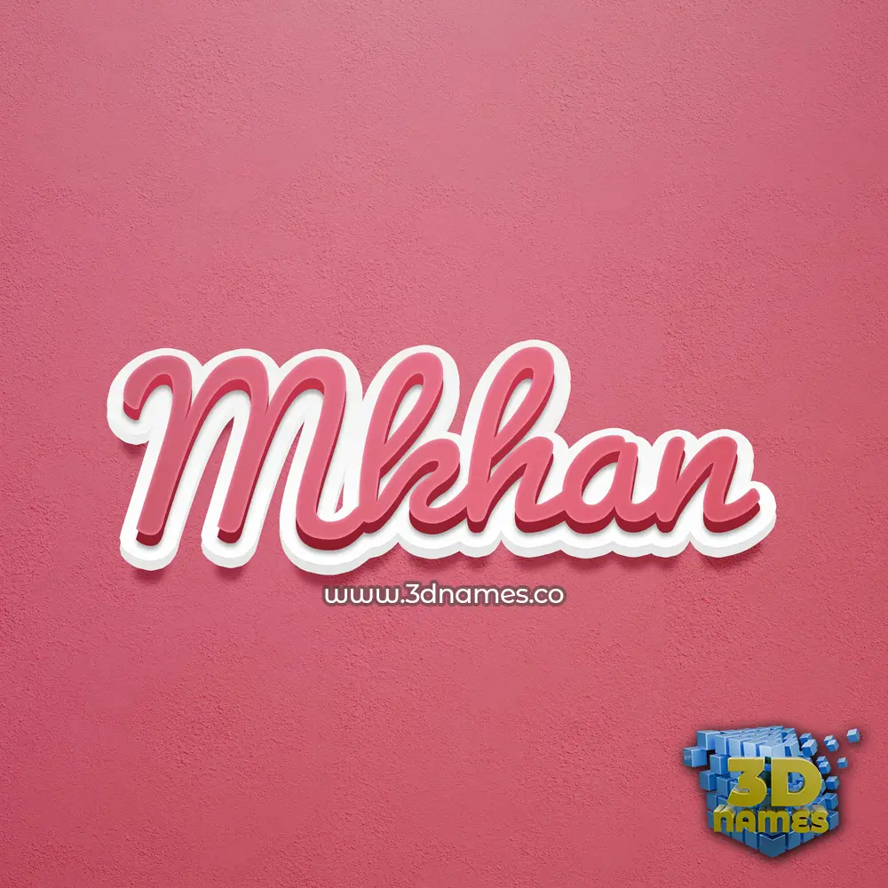 mkhan in Red Scribble style - 3D name wallpaper