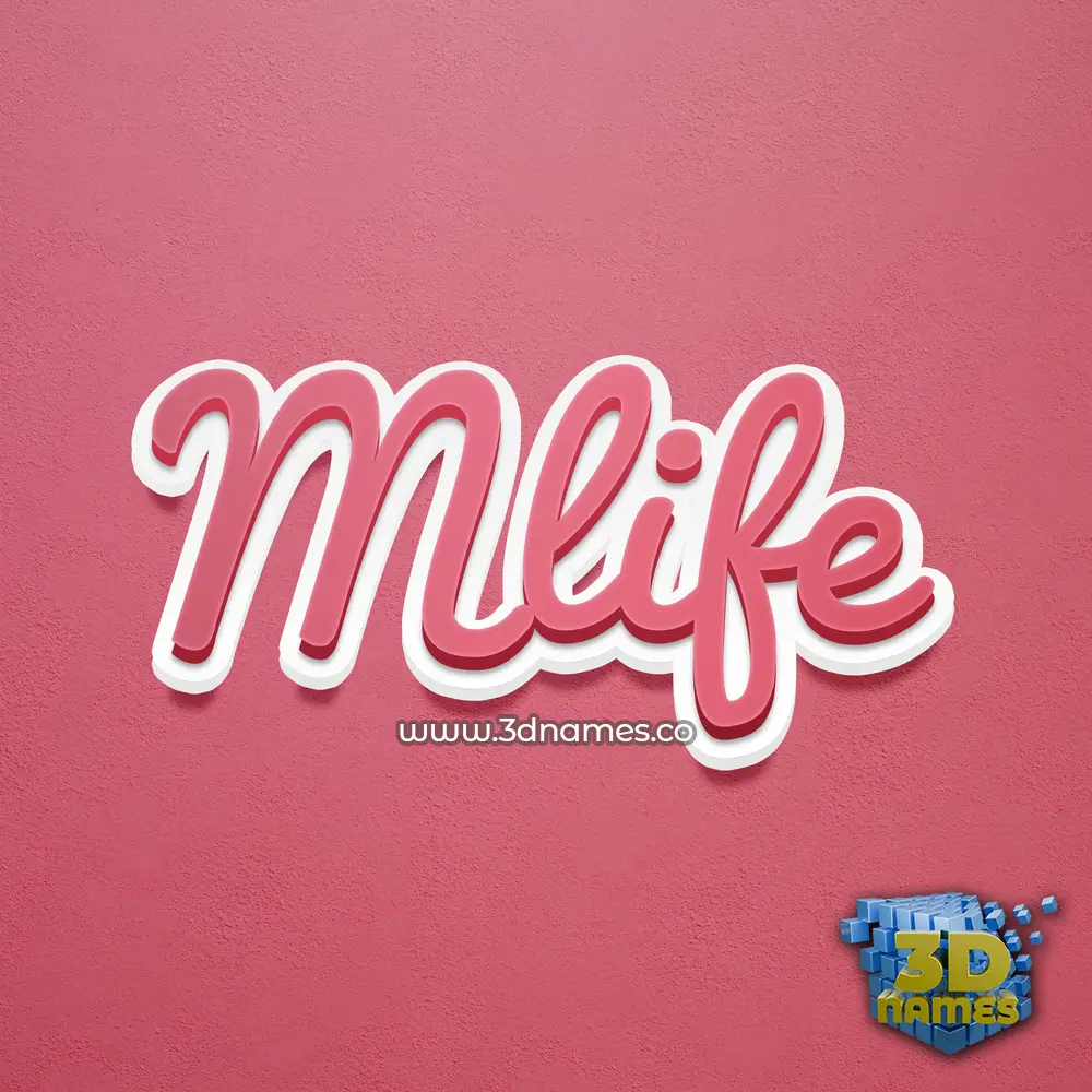 mlife in Red Scribble style - 3D name wallpaper