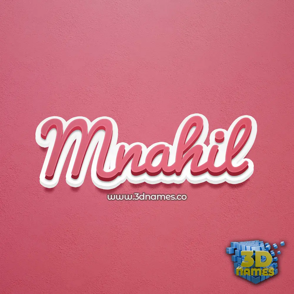mnahil in Red Scribble style - 3D name wallpaper