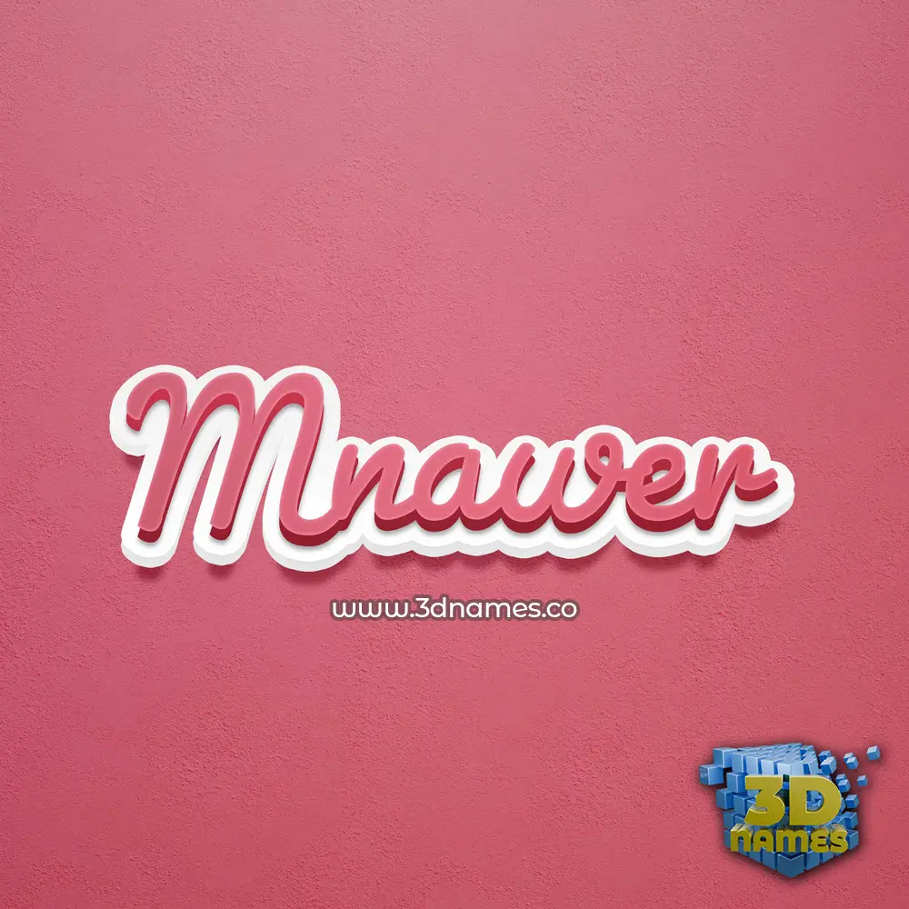 mnawer in Red Scribble style - 3D name wallpaper
