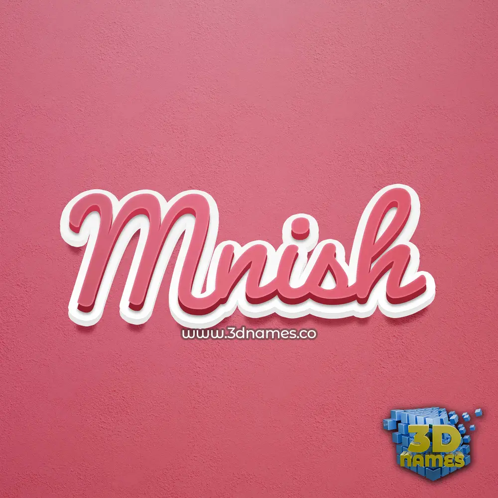 mnish in Red Scribble style - 3D name wallpaper