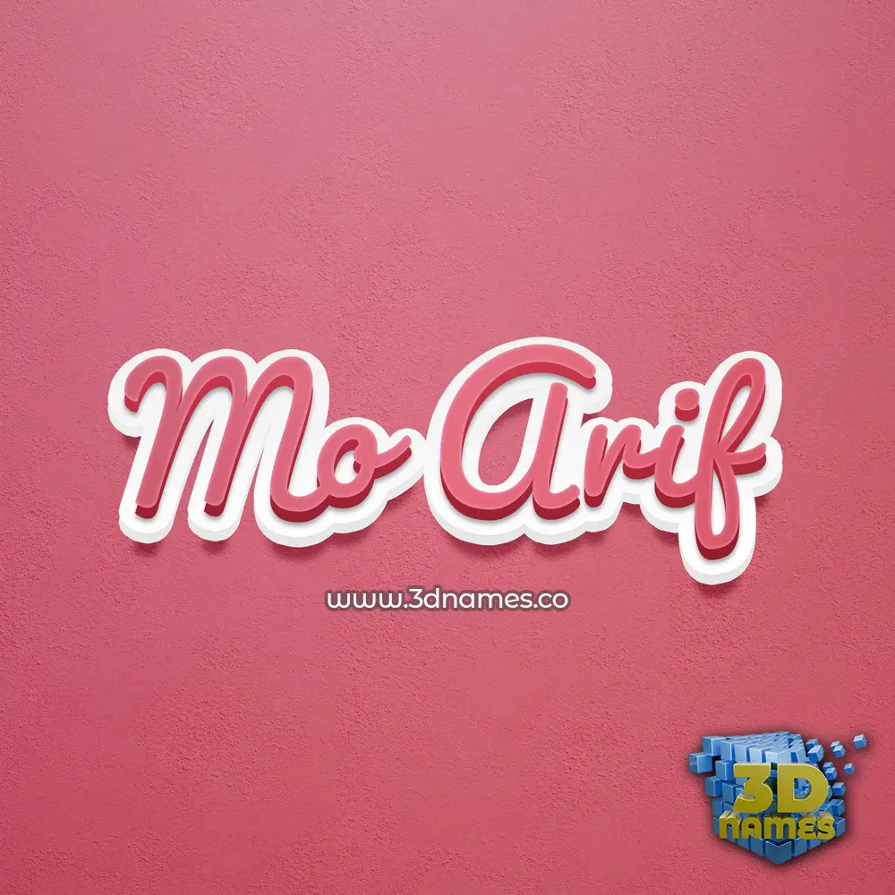 mo arif in Red Scribble style - 3D name wallpaper