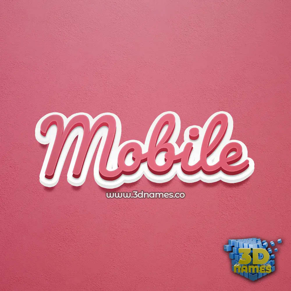 mobile in Red Scribble style - 3D name wallpaper