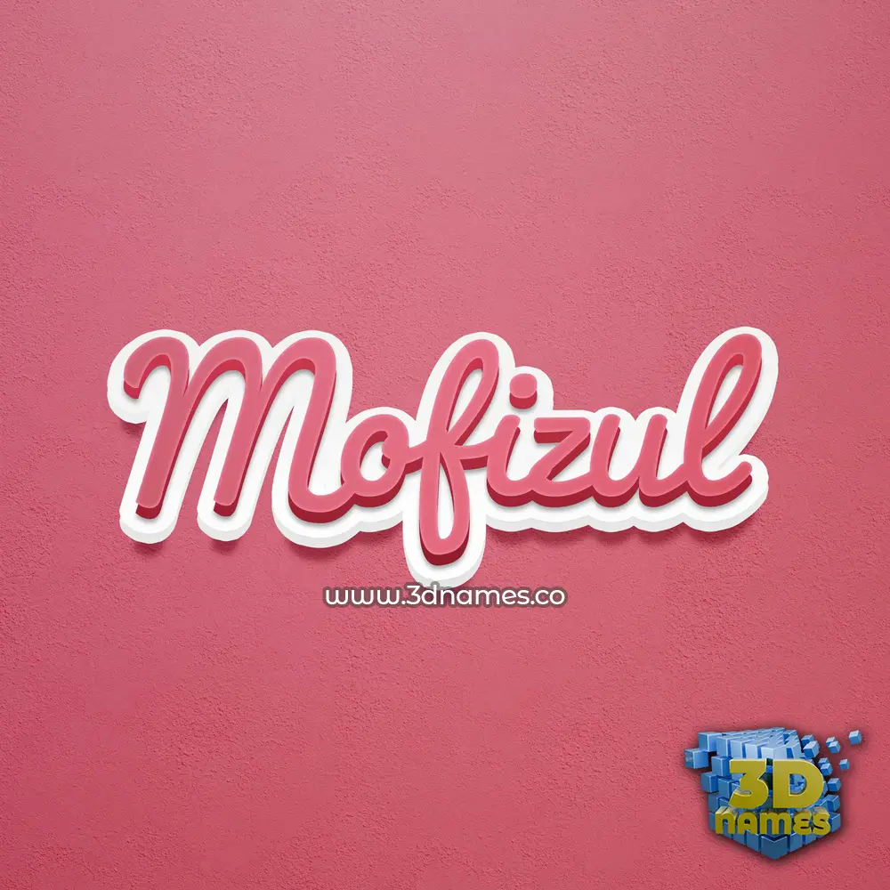 mofizul in Red Scribble style - 3D name wallpaper