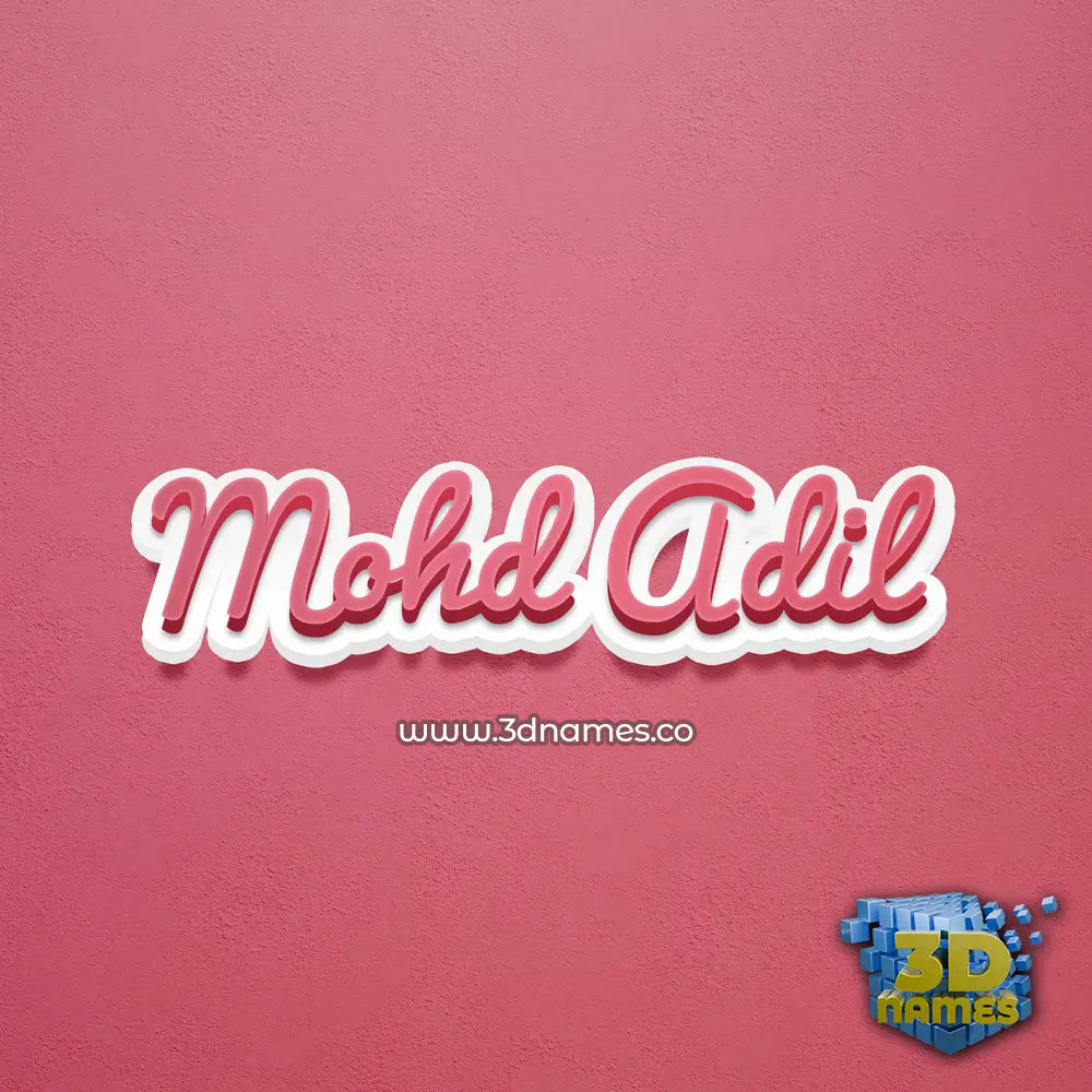 mohd adil in Red Scribble style - 3D name wallpaper