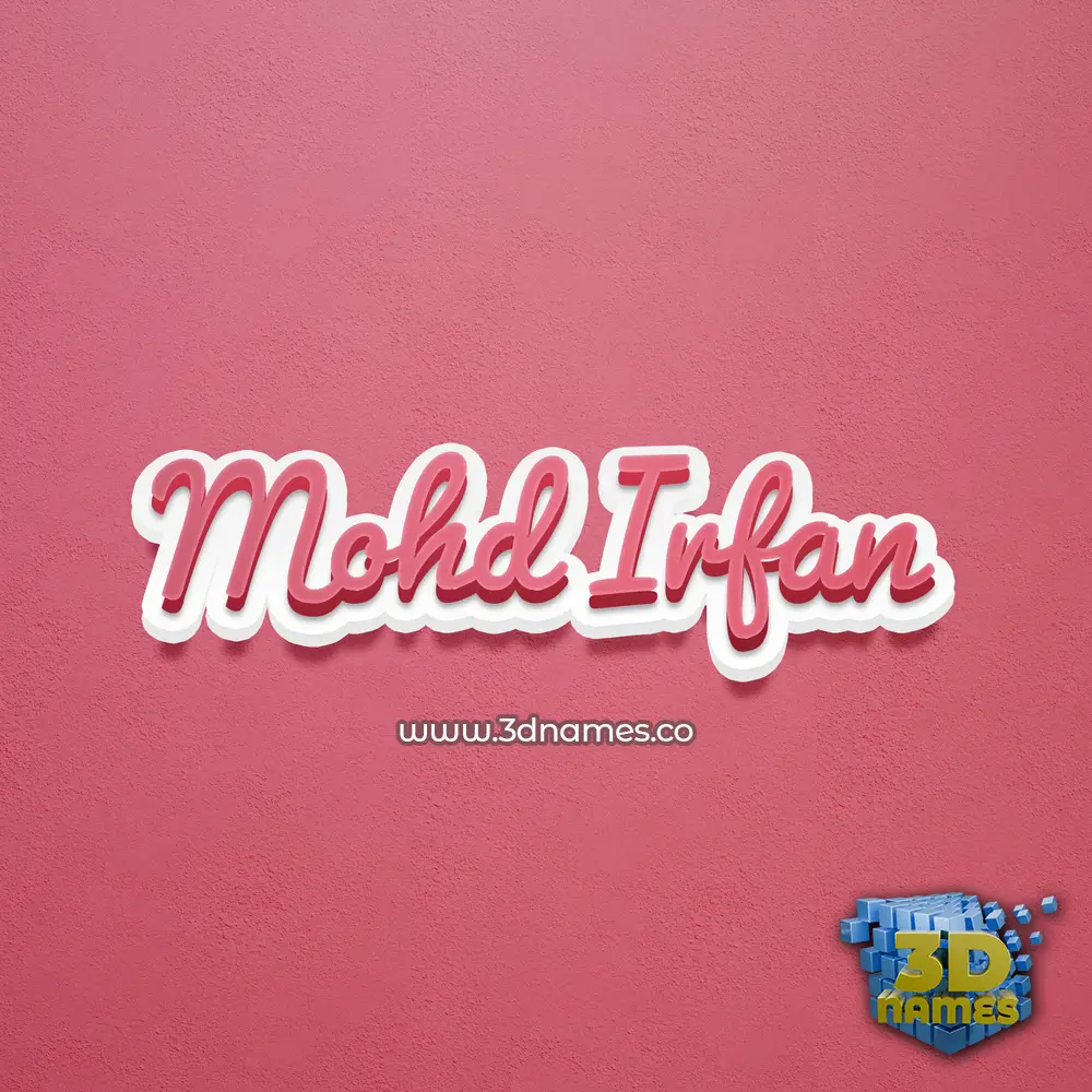 mohd irfan in Red Scribble style - 3D name wallpaper
