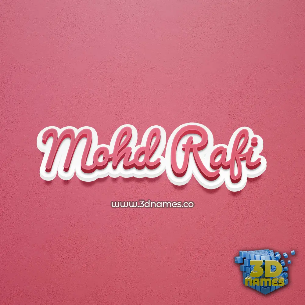 mohd rafi in Red Scribble style - 3D name wallpaper