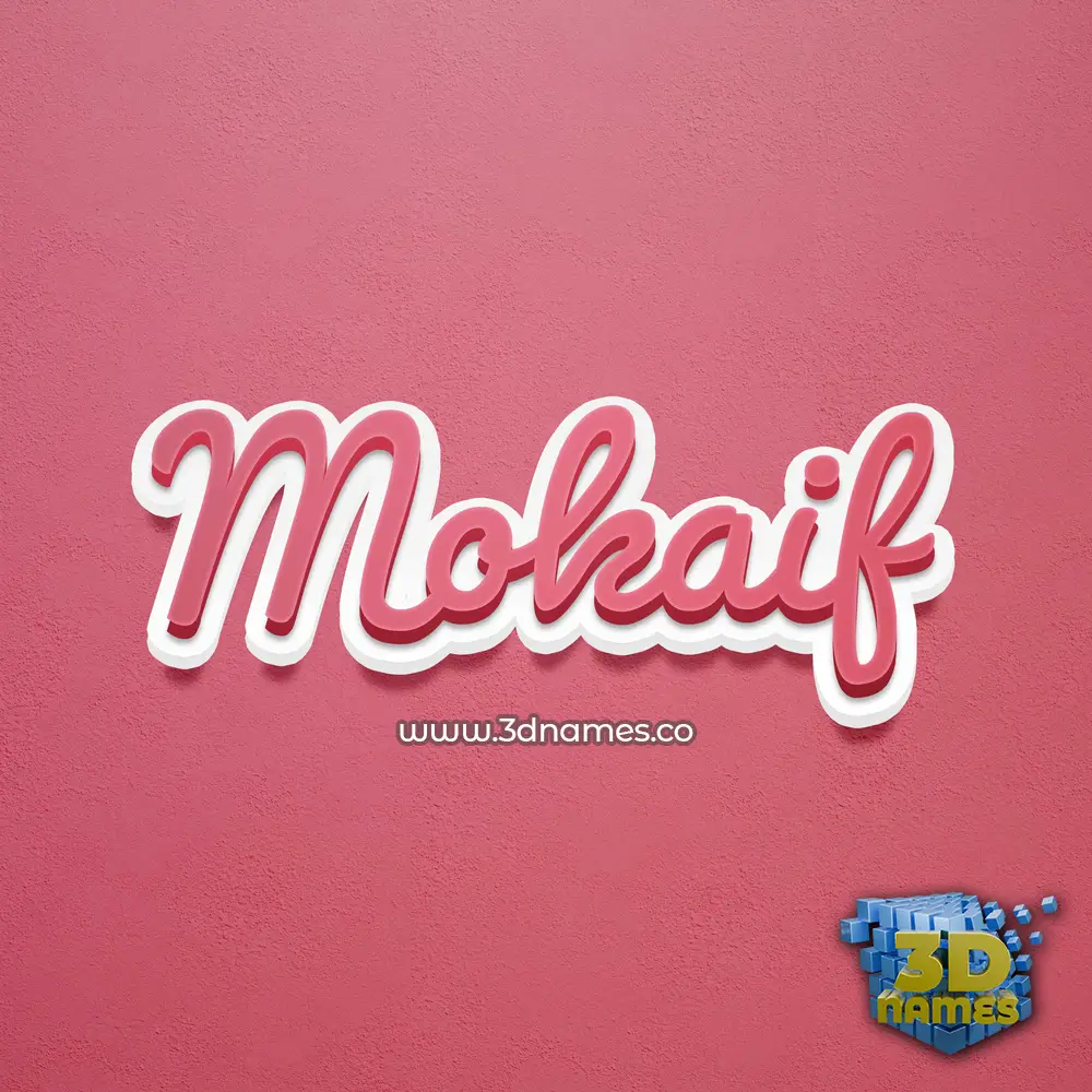 mokaif in Red Scribble style - 3D name wallpaper