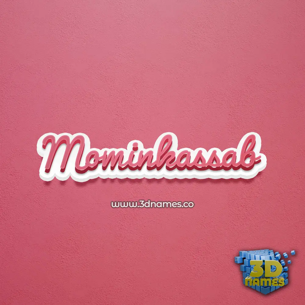 mominkassab in Red Scribble style - 3D name wallpaper