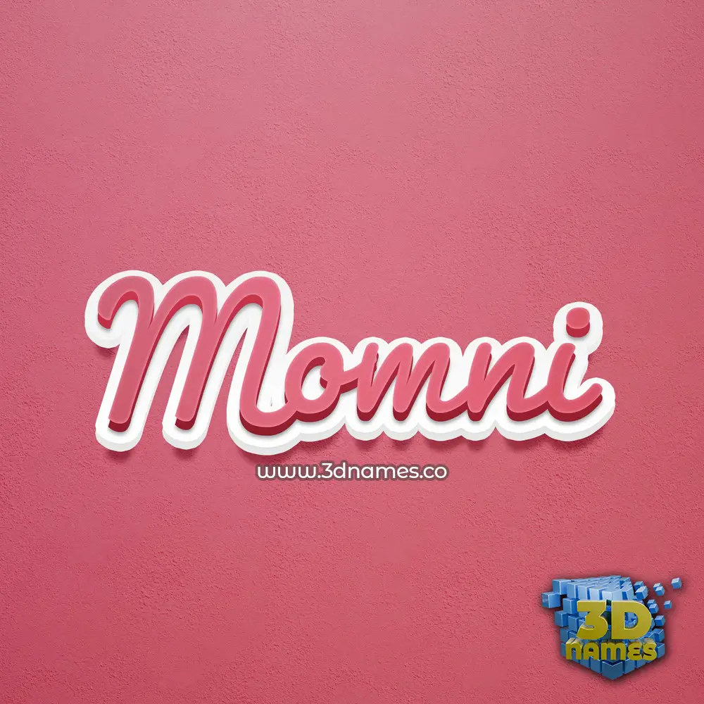 momni in Red Scribble style - 3D name wallpaper
