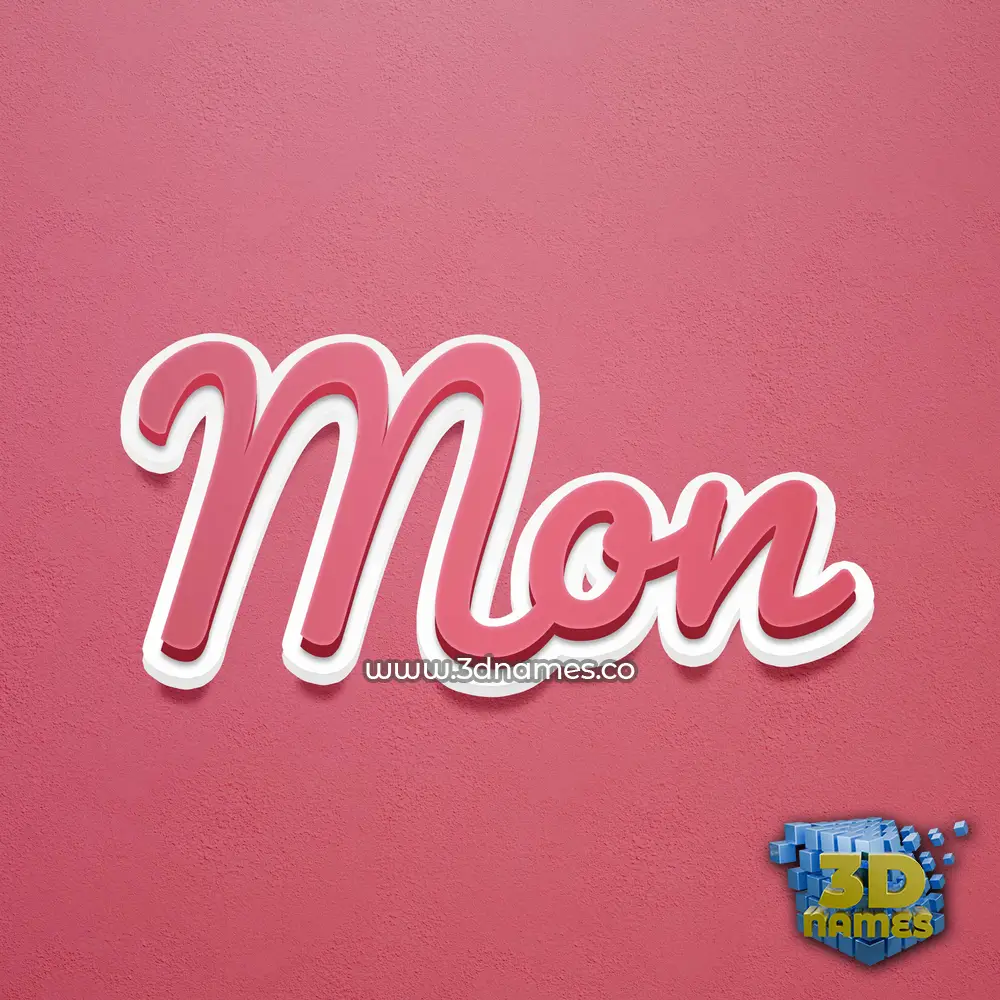 mon in Red Scribble style - 3D name wallpaper