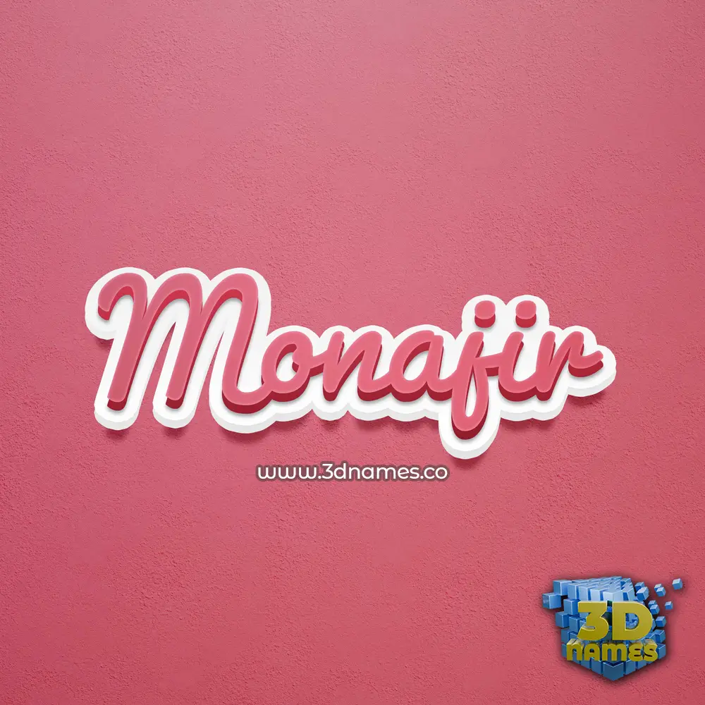 monajir in Red Scribble style - 3D name wallpaper