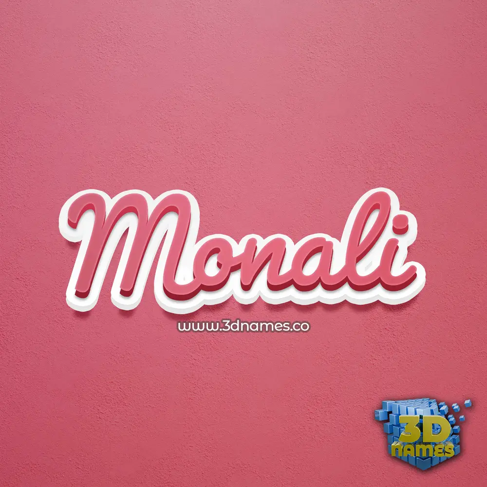 monali in Red Scribble style - 3D name wallpaper