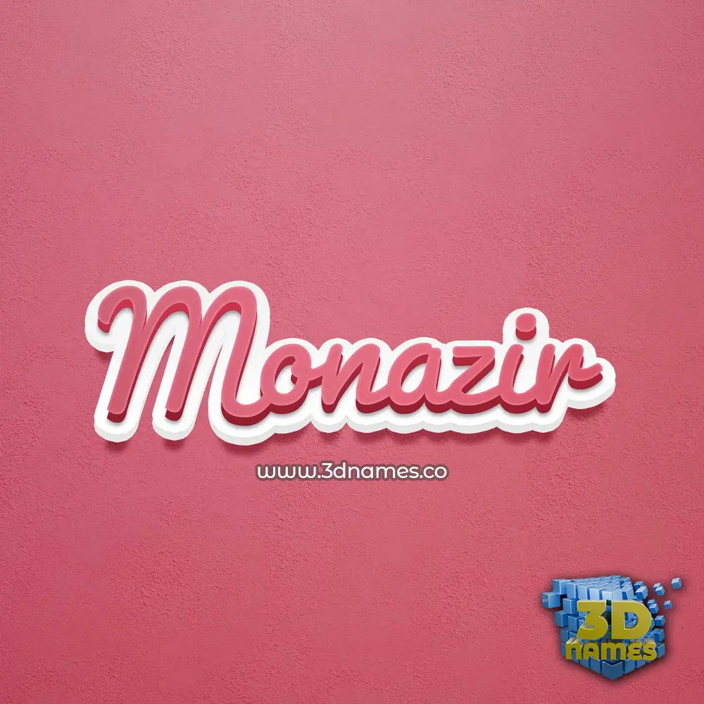 monazir in Red Scribble style - 3D name wallpaper