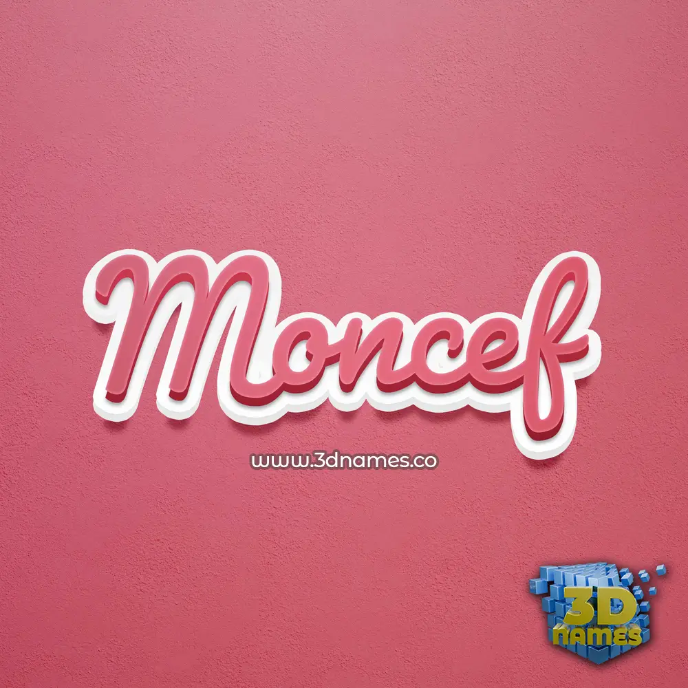moncef in Red Scribble style - 3D name wallpaper