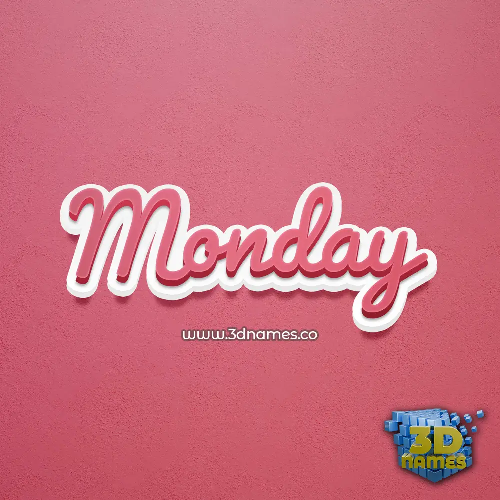 monday in Red Scribble style - 3D name wallpaper