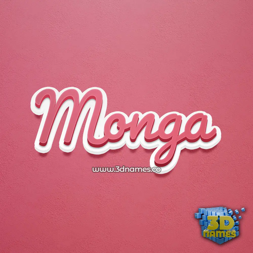 monga in Red Scribble style - 3D name wallpaper