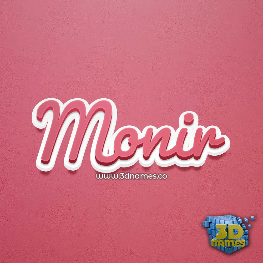 monir in Red Scribble style - 3D name wallpaper