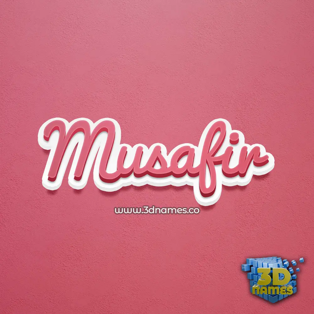 musafir in Red Scribble style - 3D name wallpaper