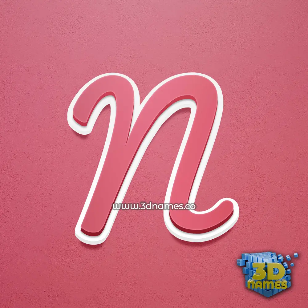 n in Red Scribble style - 3D name wallpaper