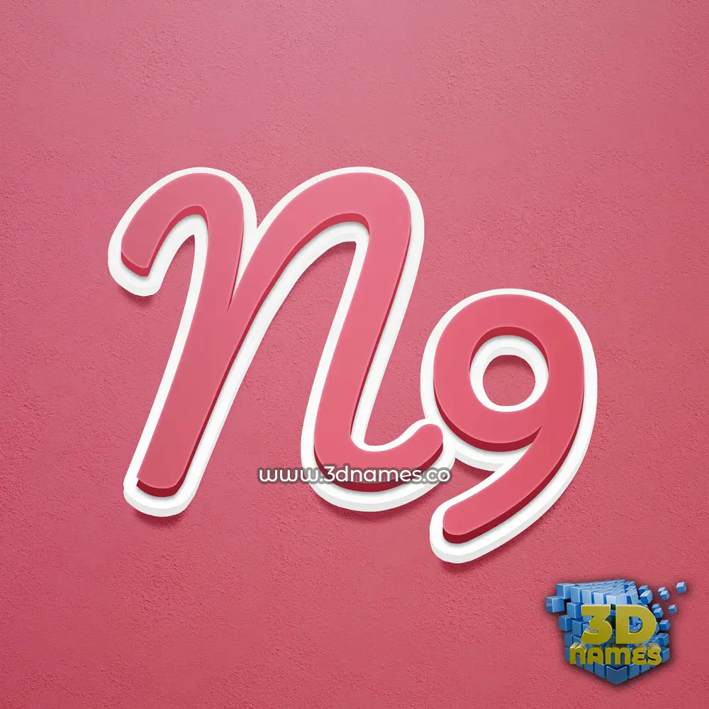 n9 in Red Scribble style - 3D name wallpaper