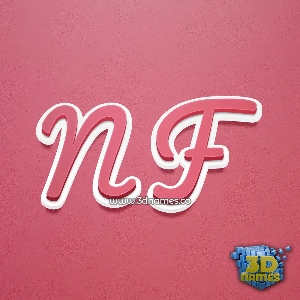n f in Red Scribble style - 3D name wallpaper
