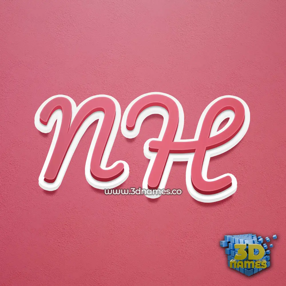 n h in Red Scribble style - 3D name wallpaper