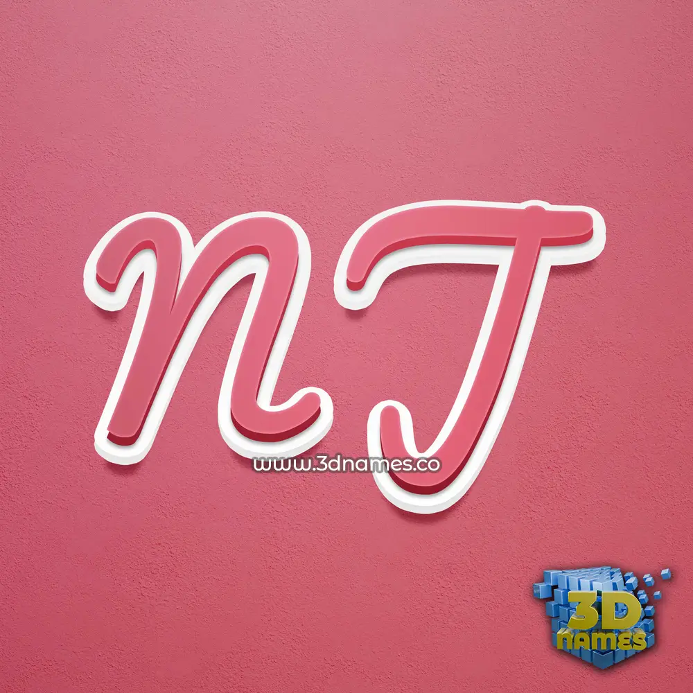 n j in Red Scribble style - 3D name wallpaper