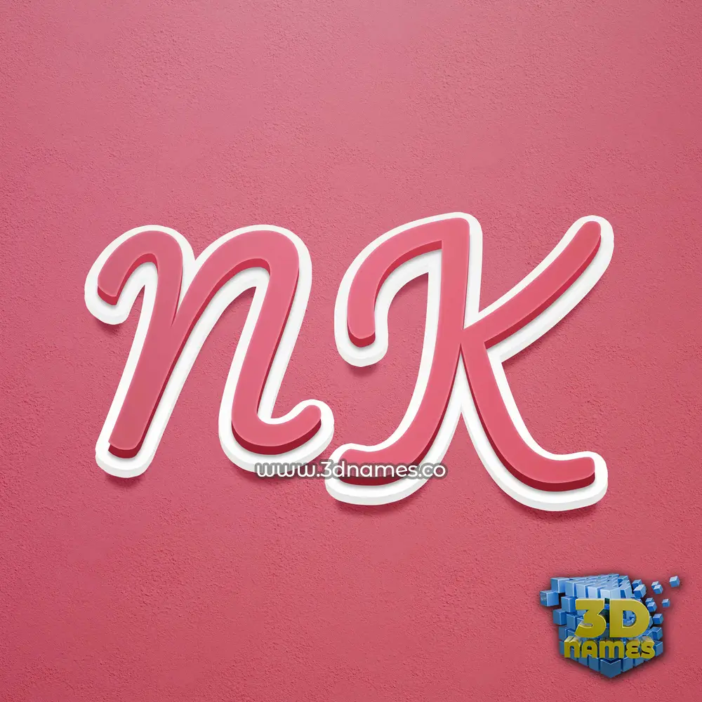 n k in Red Scribble style - 3D name wallpaper