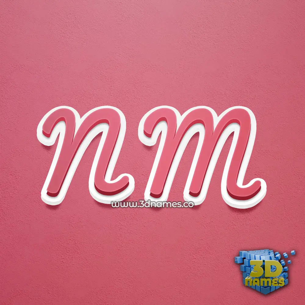 n m in Red Scribble style - 3D name wallpaper