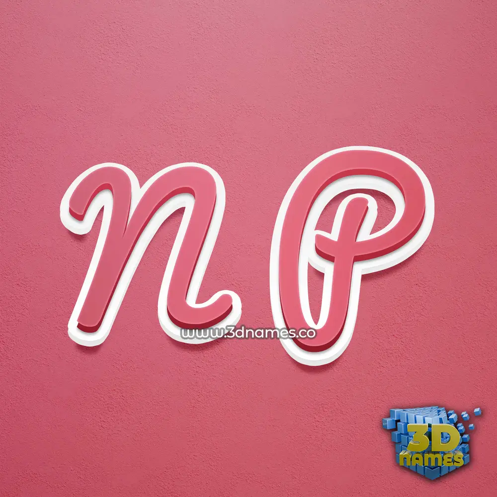 n p in Red Scribble style - 3D name wallpaper