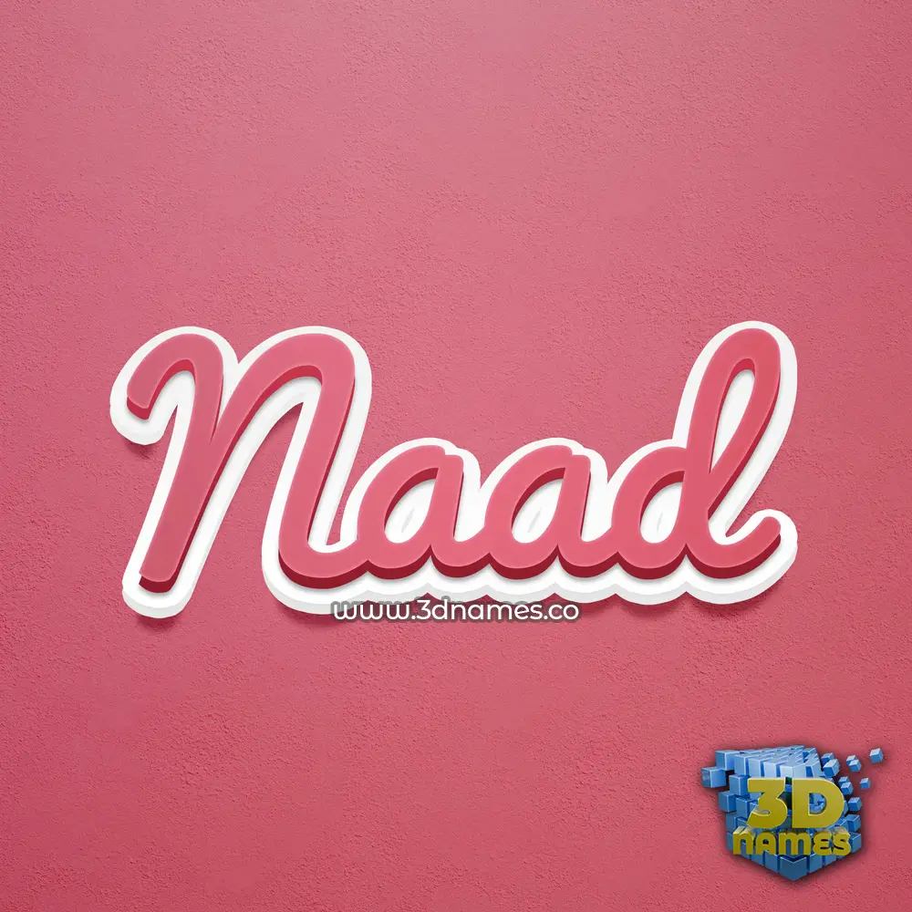 naad in Red Scribble style - 3D name wallpaper