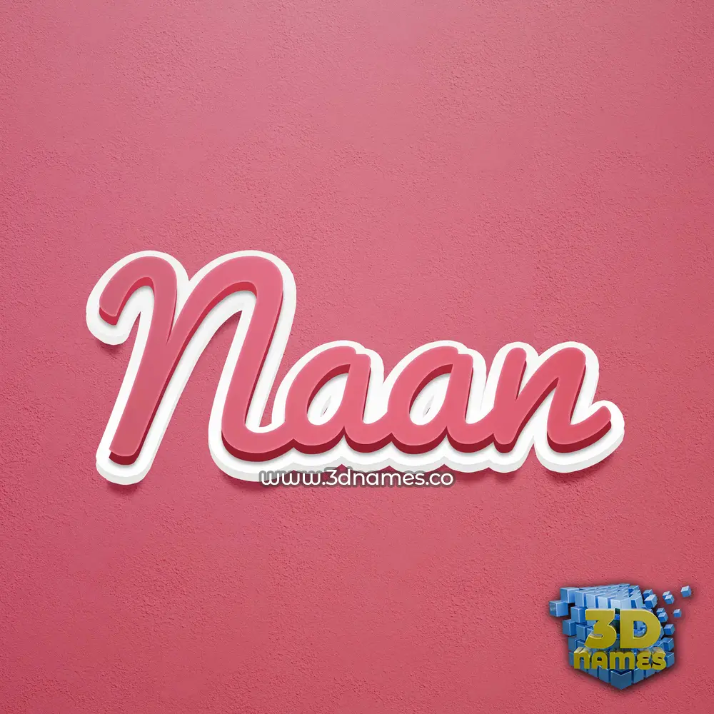 naan in Red Scribble style - 3D name wallpaper