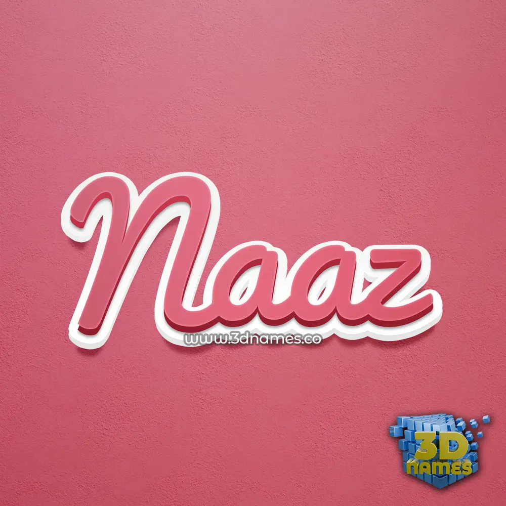 naaz in Red Scribble style - 3D name wallpaper